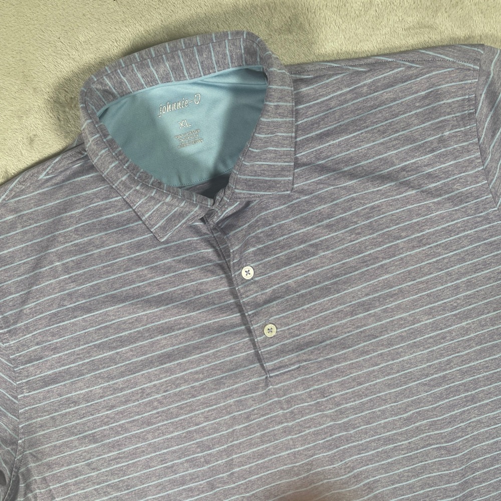 Johnnie-O Performance Polo Mens‎ XL Purple Striped Short Sleeve Stretch